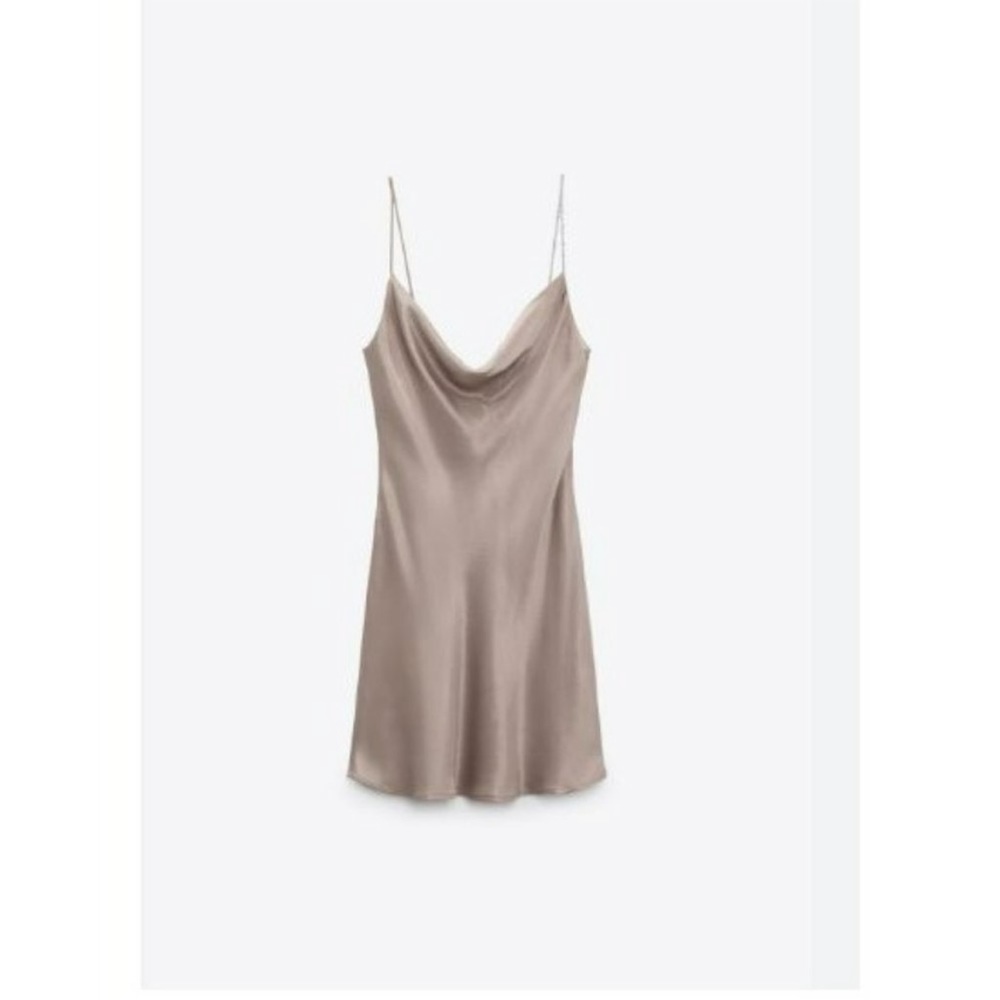 NWT Zara Rhinestone Strap Slip Dress